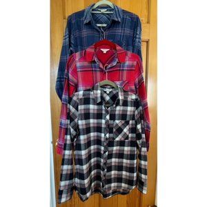 Three "Orvis Classic Collection" Women's Light Weight Flannel Plaid Shirts